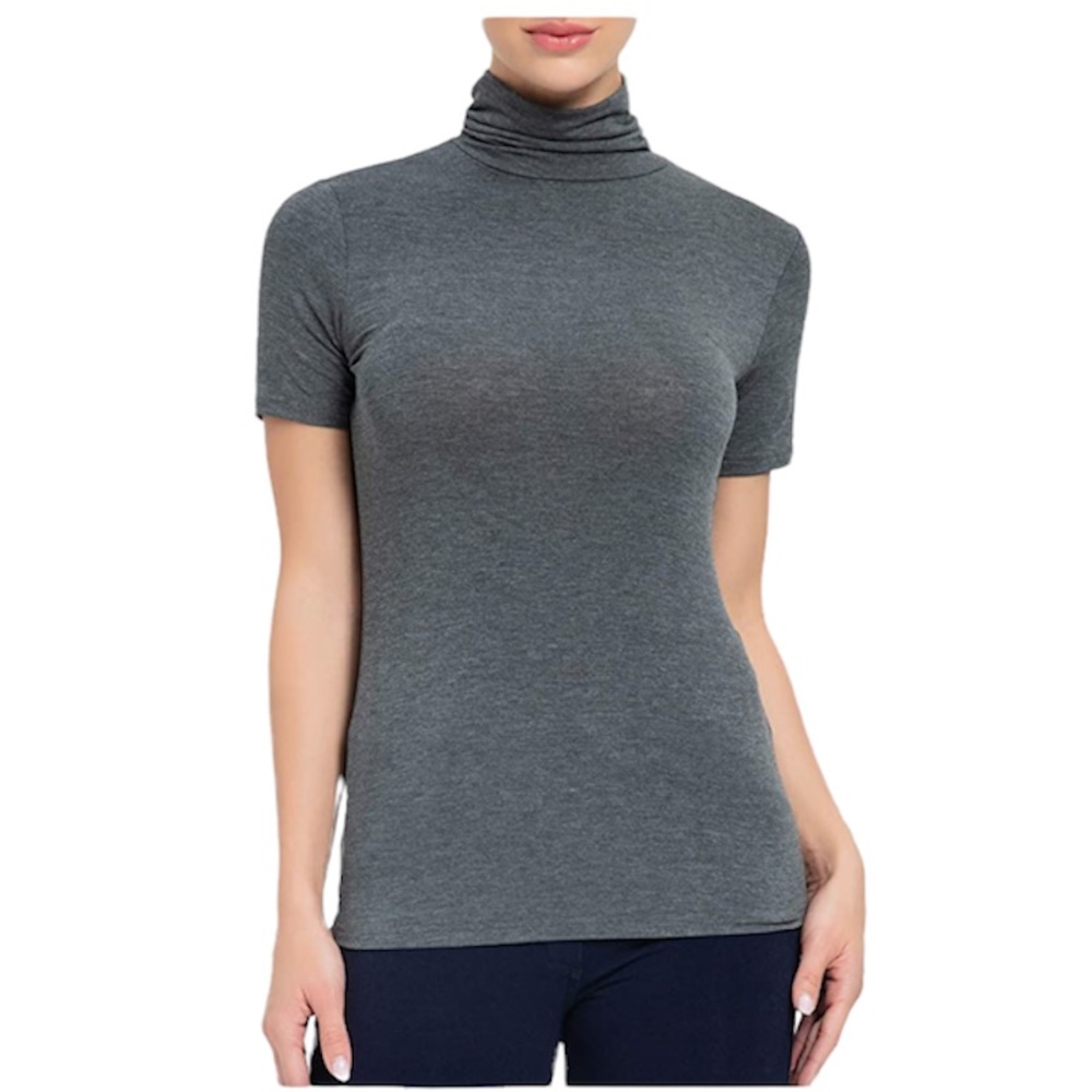 🆕 Gray XXL (XL) short sleeve layering turtle neck soft thin fabric NEW!